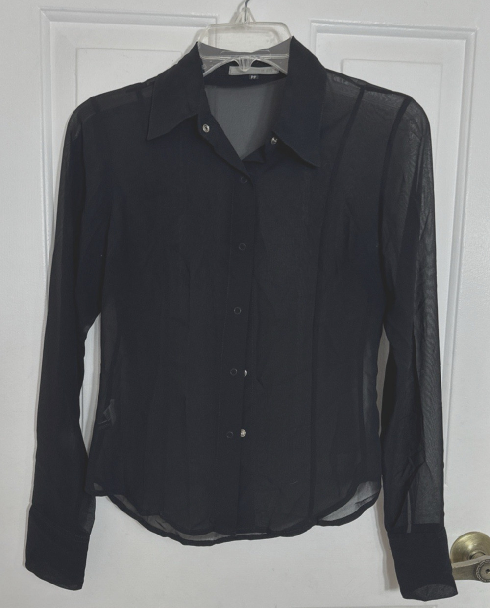 VTG UMA Sheer Black Button Down Shirt Quiet Luxury Fairycore Hipster Elegant PP